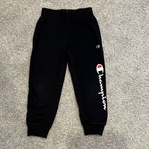 Champion Kids Black Jogger Sweatpants with White & Red Logo